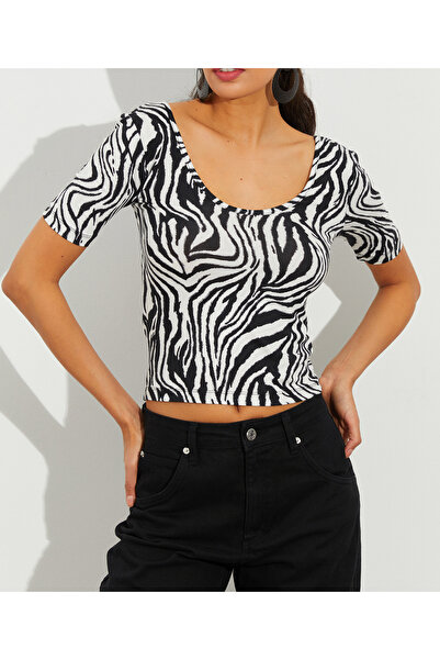 NEW JOURNAL Bluză de damă cu imprimeu zebră alb-negru APP1224