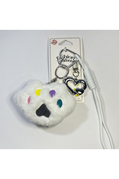 duoguo Keychain Set, Fluffy Paw, Metal Heart Pendant, Lanyard, Backpack and K...