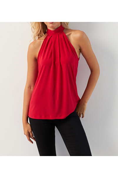 NEW JOURNAL Bluză roșie cu spatele decupat APP5043