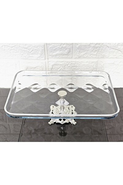 atabey home DÖKÜM AYAKLI GÜMÜŞ DETAYLI BORCAM TEPSİ - PASTA - KURABİYE - TATL...