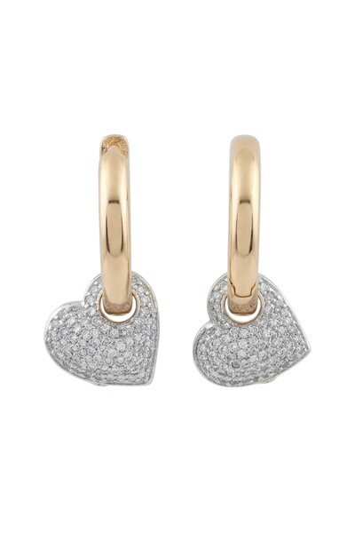FASHİON JEWELRY Zircon Stone Heart Dangle Hoop Earrings Tarnish Resistant Sta...
