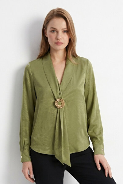 Rays Χακί μπλούζα με λαιμόκοψη V και αξεσουάρ 252234