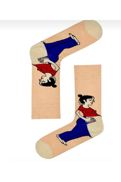 MODA 5 Çift Hamile kadın desenli tasarım çorap