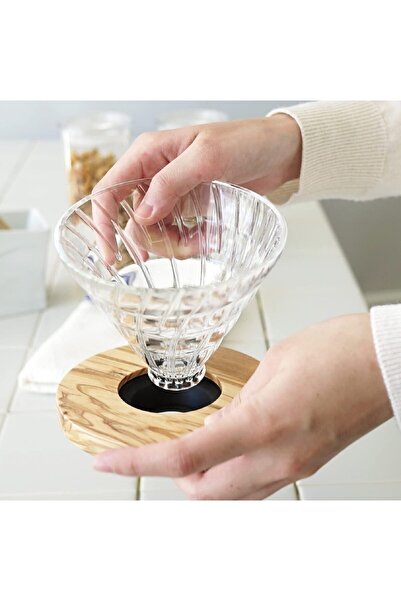 Hario VDGR-02-OV V60 Heat Resistant Glass, Permeable, Coffee Dripper, Olive W...