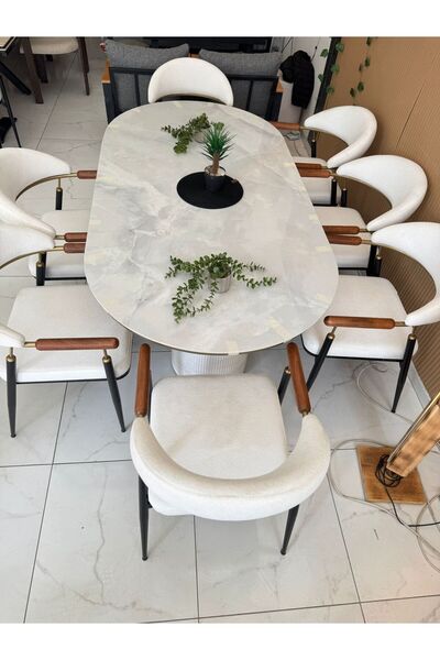 Has Grup Masa Sandalye Porselen 8 Kişiklik PORSELEN Masa Sandalye Takımı