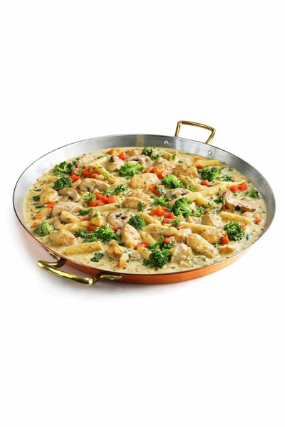 Destilatori Tigaie Cupru Ø28cm cu Manere din Bronz pentru Paella Pizza Clatit...