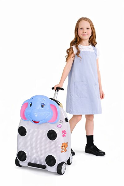 NO BRAND Valiză troler copii ride-on cu roți, bagaj cabină, design animăluț, ...