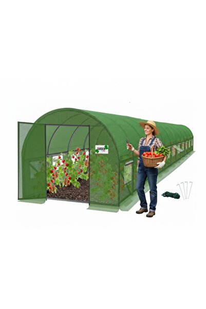 Selgot Seră de grădină 12x5x2m tip tunel pentru legume, verde