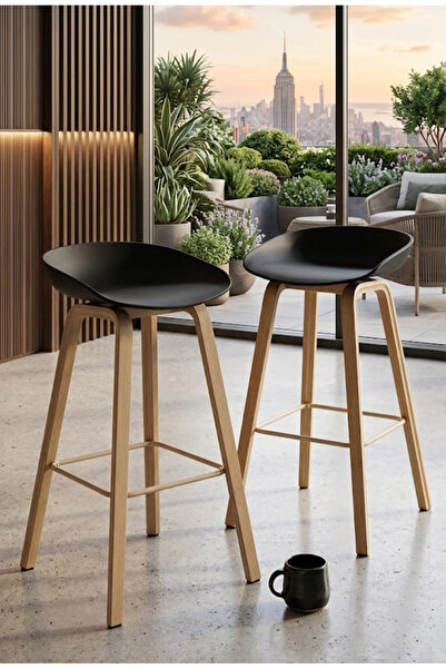 TrentonGCC Modern Bar Stool Black 2Pcs Set