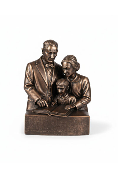 GİTTİGİTTİ Atatürk Öğretmen ve Öğrenci Figürlü Dekoratif Biblo Bronz