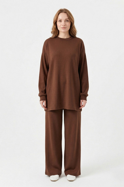 Lale Butik Knitted Modal Trousers Suit 19590 Brown