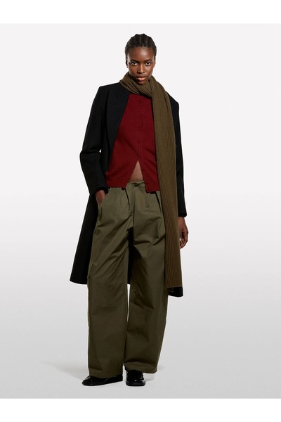 Sisley Women's Wool and Cashmere Blend Ribbed Detailed Crew Neck Cardigan 325...