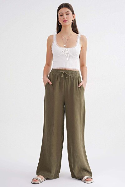 ikomteks Comfortable Fit Muslin Palazzo Trousers
