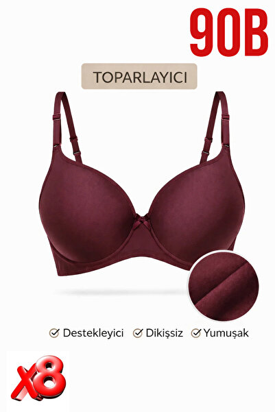 PRUSA İÇ GİYİM Women's Padded (Supported) Underwire Gathering Bra in Burgundy...