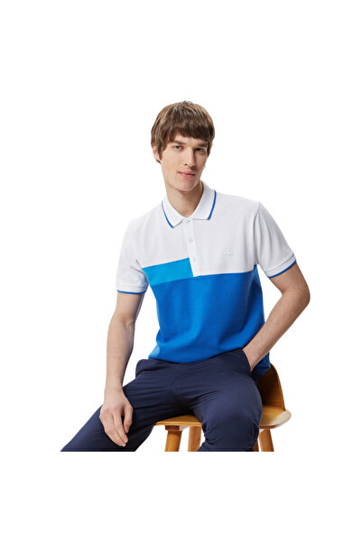 Lacoste Men's Relaxed Fit Color Blocked Blue Polo T-Shirt Ph0321.21M