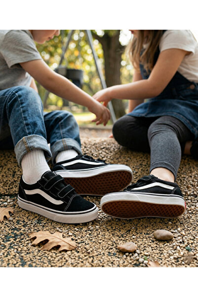 Vans Old skool v kids casual sneaker shoes black