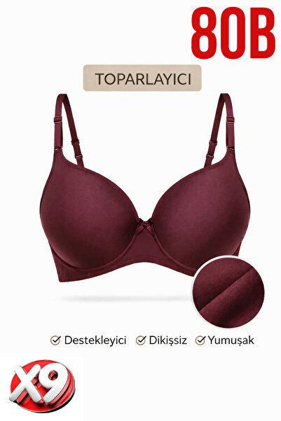 PRUSA İÇ GİYİM Women's Padded (Supported) Underwire Gathering Bra in Burgundy...
