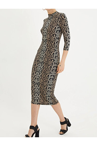 NEW JOURNAL Rochie maxi cu imprimeu șarpe Stone Half Fisherman pentru femei A...
