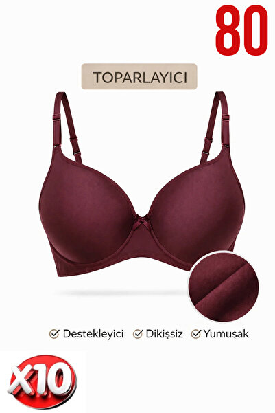 PRUSA İÇ GİYİM Women's Padded (Supported) Underwire Gathering Bra in Burgundy...