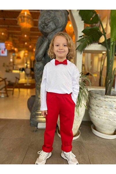 noliva bebek ve çocuk 23 April Show Team Boys' Red and White Holiday Suit
