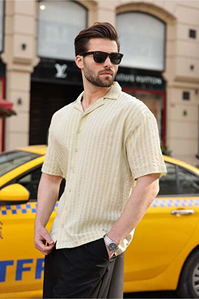 Madmext Mint Green Seersucker Fabric Men's Shirt E6772