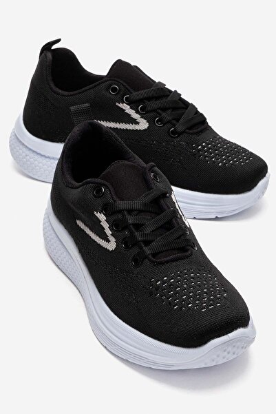 CCWAY AYAKKABI Sade Knitwear Pantofi de damă NEGRU ALB