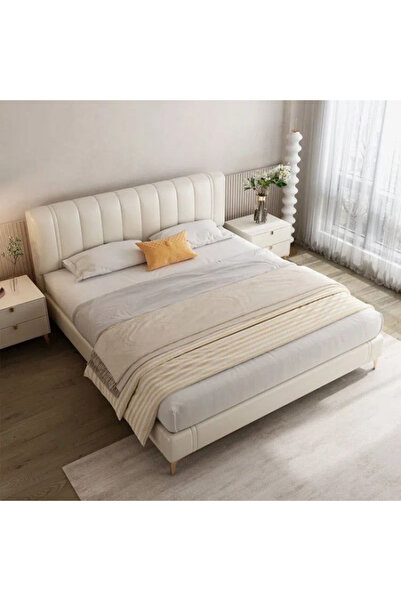 Minelli Pat Pat 160x190 cm tapițat cu catifea, în culoarea crem, cu somieră i...