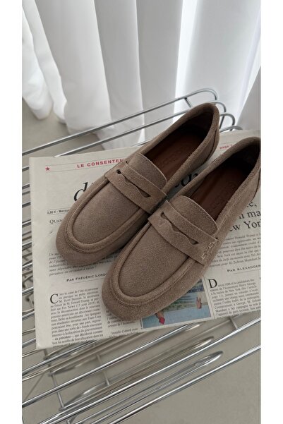 Gilla Shoes and Bag Kaven Taş Rengi Hakiki Deri Loafer