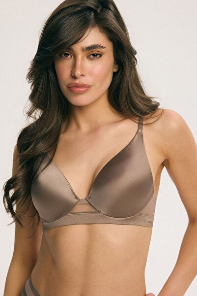 ESOTIQ Lightly Padded Bra Smooth Cups Underwired Mesh Details T-Shirt Bra Sup...