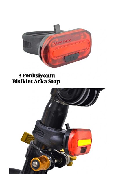 ÇEÇEN HOME Bisiklet Arka Stop 3 Fonksiyonlu Pilli Led Bisiklet Arka Lamba, Bi...