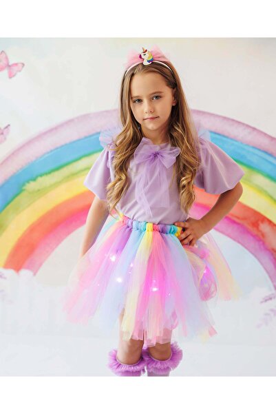 fustite cu luminite Fustiță cu lumini, Curcubeu Pastel - 2-3 ani (92-98 cm)