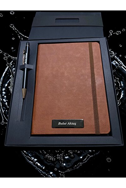 Pluvia Hediyelik Kişiye Özel Kenar Boyalı Notebook & Kalem & Kutulu Set