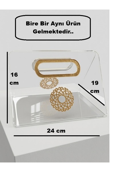 KESİTA TASARIM TASARIM Gold Detaylı Pleksi Çanta (20*24 cm) Organizer Söz İst...