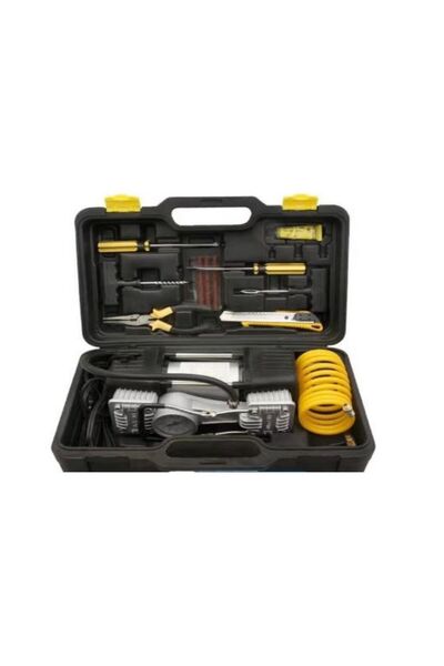 SimpluAcasa Professional Double Piston Car Compressor Kit and Complete Tire R...