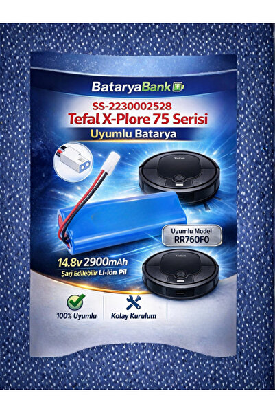 BataryaBank Tefal X-Plore 75 Robot Süpürge Bataryası 14.8V 2900mAh Li-ion Pil...