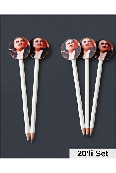 Keçebahçesi Kayseri Atatürklü Keçe Kalem Başlığı ve Kurşun Kalem Seti - 23 Ni...