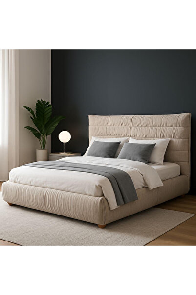 MarketMob Pat Prestige 160x200 Pat cu spațiu de depozitare tapițat Bej