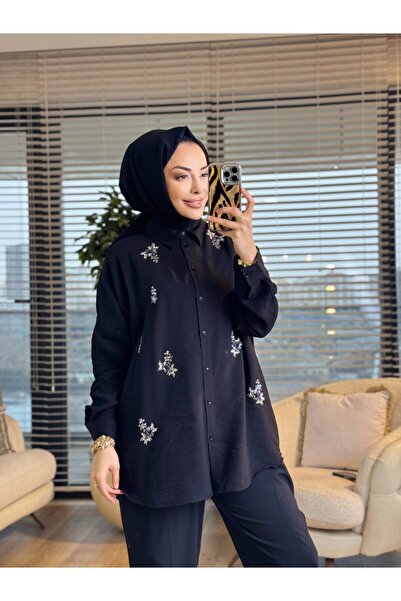 ALANURMODA Kristal Taş Detaylı Gömlek