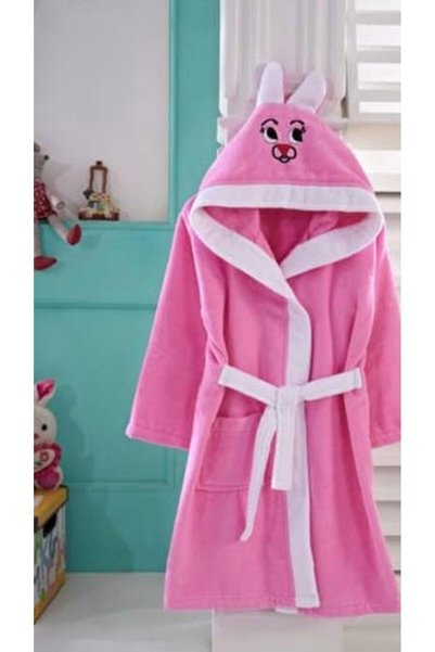 Yağmurun Butiği Cute Rabbit Ears Children's Bathrobe in Renga Color - Absorbent Cotton Boucle Towel