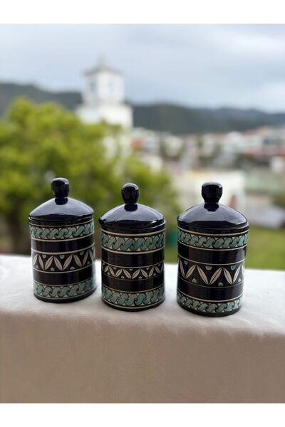 Ayosse Handmade 16 cm 3-Piece Ceramic Spice Jar Set
