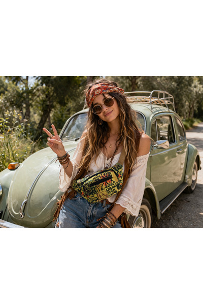 street&bagdnz Geantă de umăr și talie cu model geometric, etnică boemă, auten...