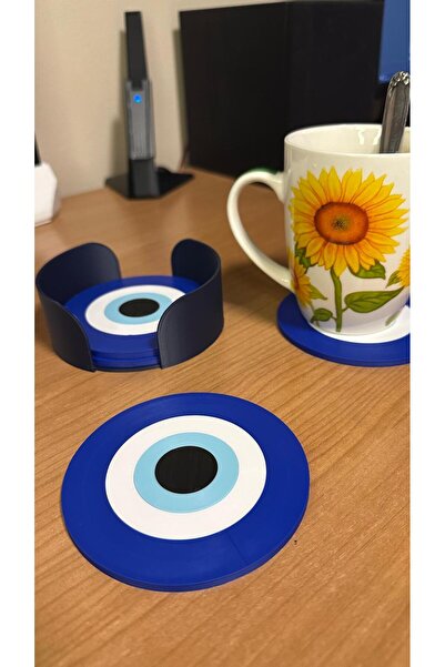 DU&ER 4 Pieces of Evil Eye Beaded Tea Coasters Decorative Cup Coasters
