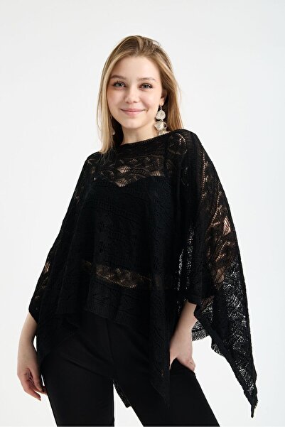 sumoda Kadın Salaş Triko Örgü Panço Bluz