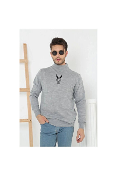 Narnuga Half-Throated Printed Woven Knitwear - Gray