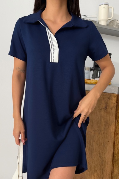 Ded COLLECTION Women's Polo Collar Short Sleeve Modal Summer Dress with Text ...