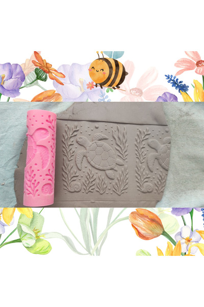 CESTOPİENO Sea-Themed and Water Turtle Patterned Roller - Medium 4X12