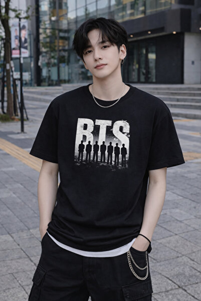 MECH BUTİK Μπλουζάκι Bts με στάμπα, κοντομάνικο, βαμβακερό, unisex