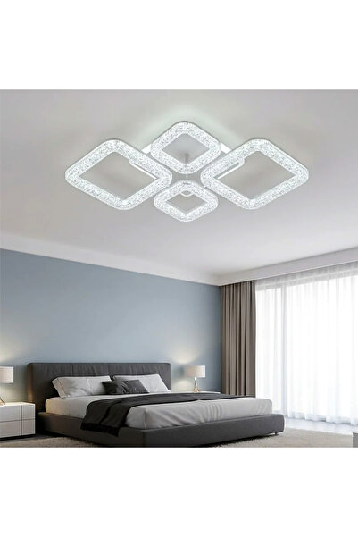 edc Lustra LED aurie patrata 96W cu telecomanda, dimabila, 3 lumini, 67x47x12...