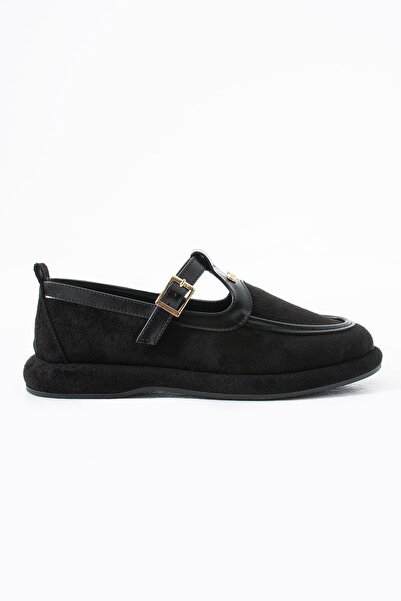 Siena Shoes حذاء نسائي من Novento بمشبك مطاطي من الجلد السويدي الأسود