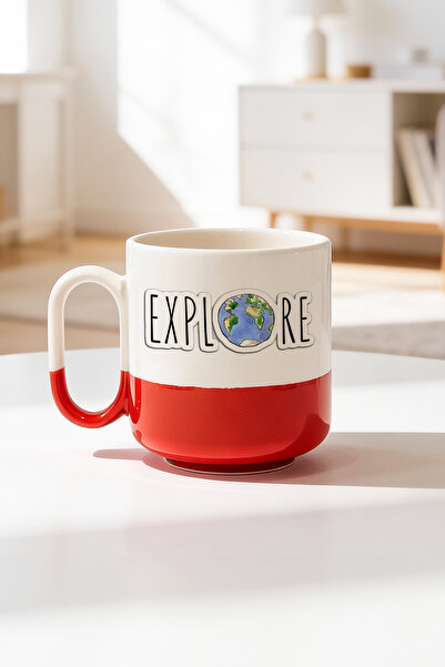 BB TRADE كوب برو مطبوع من السيراميك بتصميم إكسبلور ديزاين سعة 330 مل